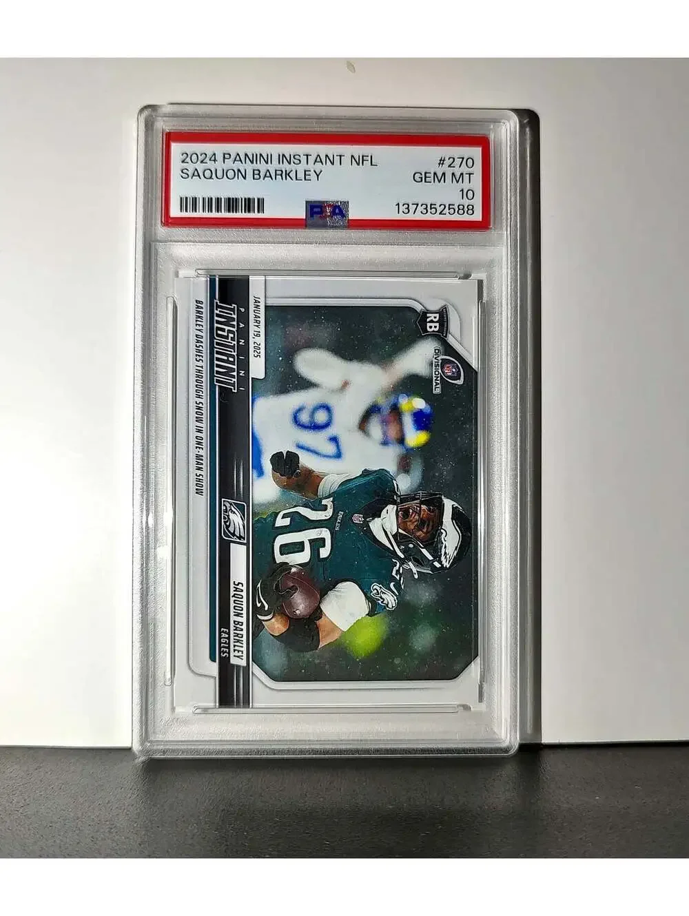 Saquon Barkley 2024 Panini Record Breaker NFL #270 Philadelphia Eagles PSA 10